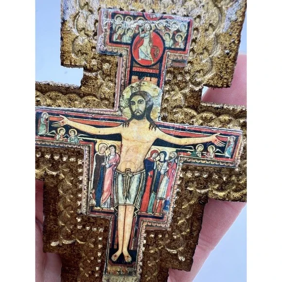 VTG Cross San Damiano Wall Plaque Made In Florence Italy Small - Picture 7 of 7